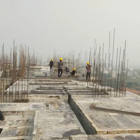 Site crew at work on an upper floor slab