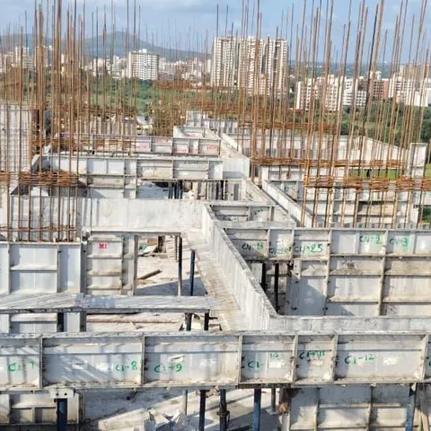 Mivan aluminium formwork set up for walls and slab
