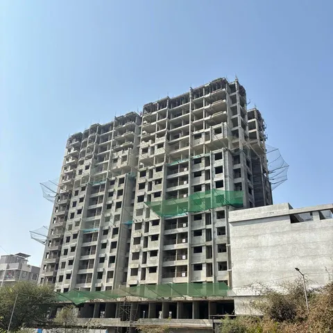Tower at structural stage with safety netting in place