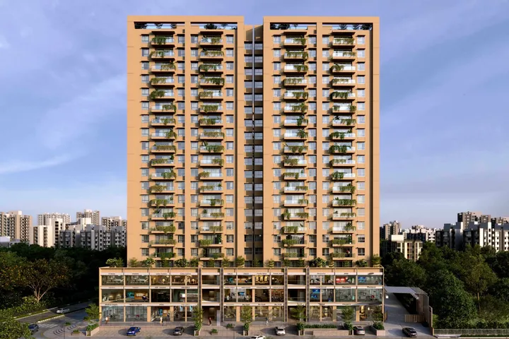 The Empress — 21-storey twin residential towers over a retail podium by Akshar Group